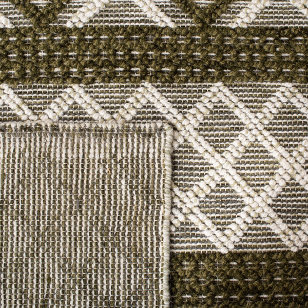 Dakota Fields Handmade Flatweave Gray/Dark Green Rug Wayfair